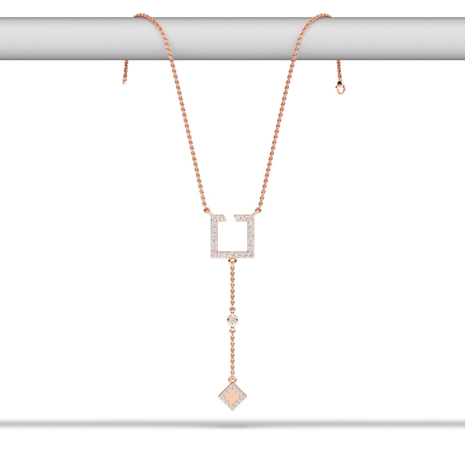 Diamond Pendant with Chain in 10K 14K 18K Gold Platinum & Silver Elegant Jewelry