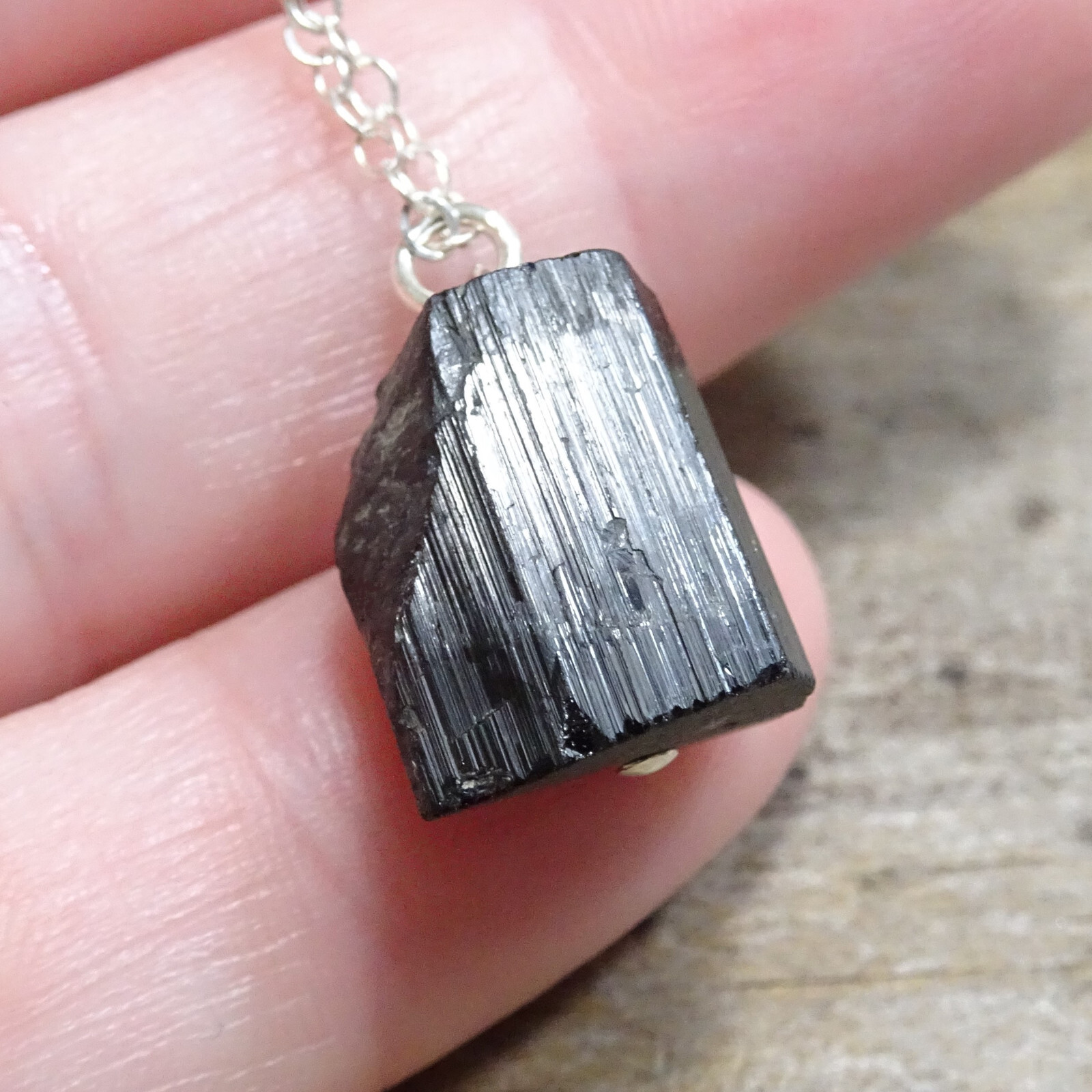 Crystal Raw Black Tourmaline Necklace Root Chakra Jewelry 925 Silver Chain Video