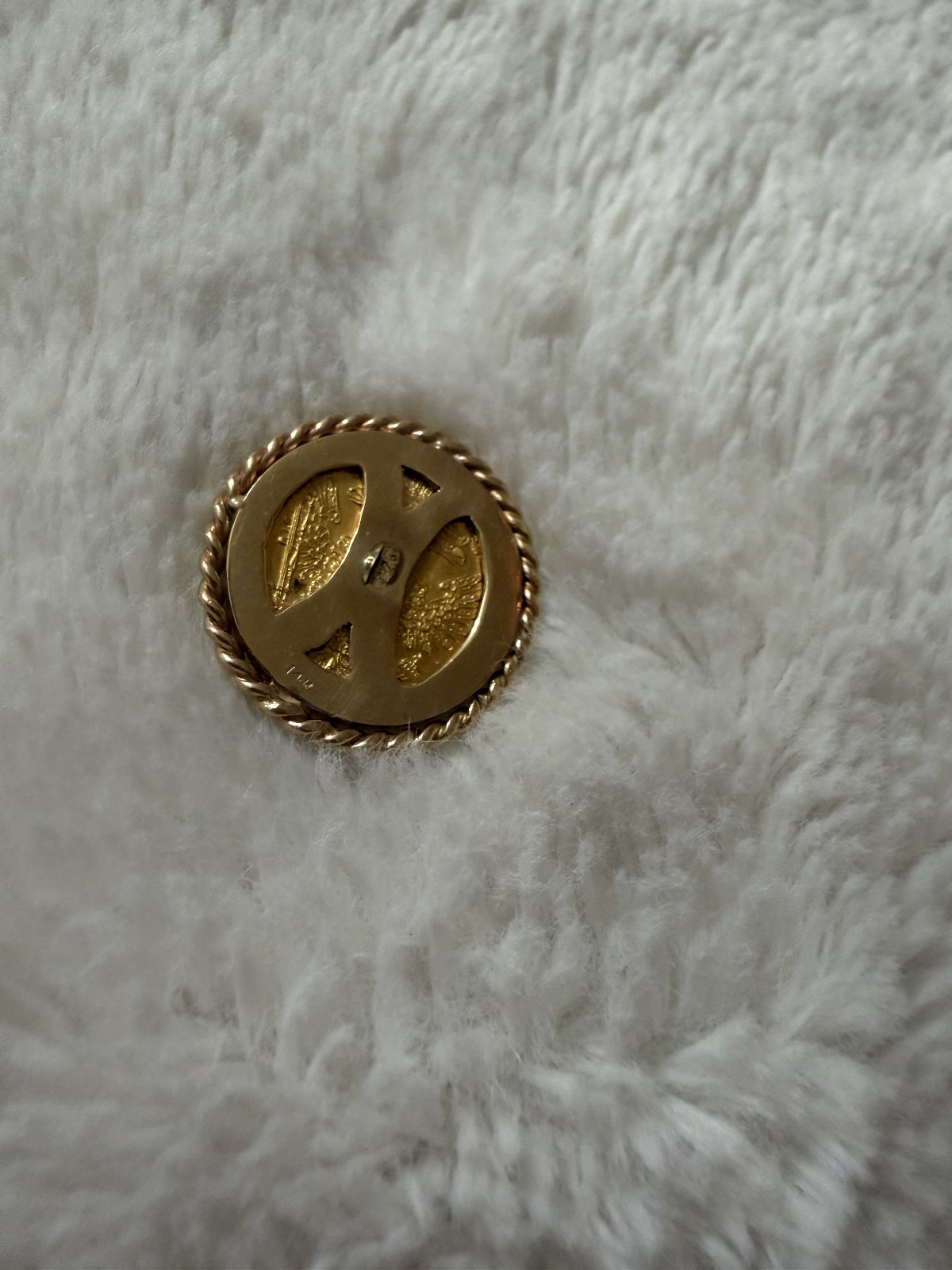 1915 Austria Gold 1 Ducat Coin Pendant Brooch 14K Yellow Gold Rope Frame Estate