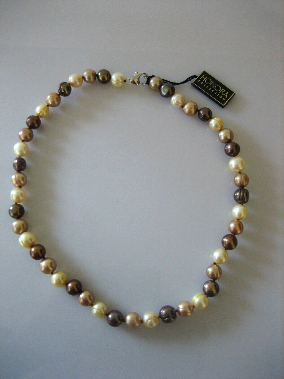 HONORA STERLING SILVER BRONZE, GOLD AND CREAM CIRCLE PEARL 18″ NECKLACE