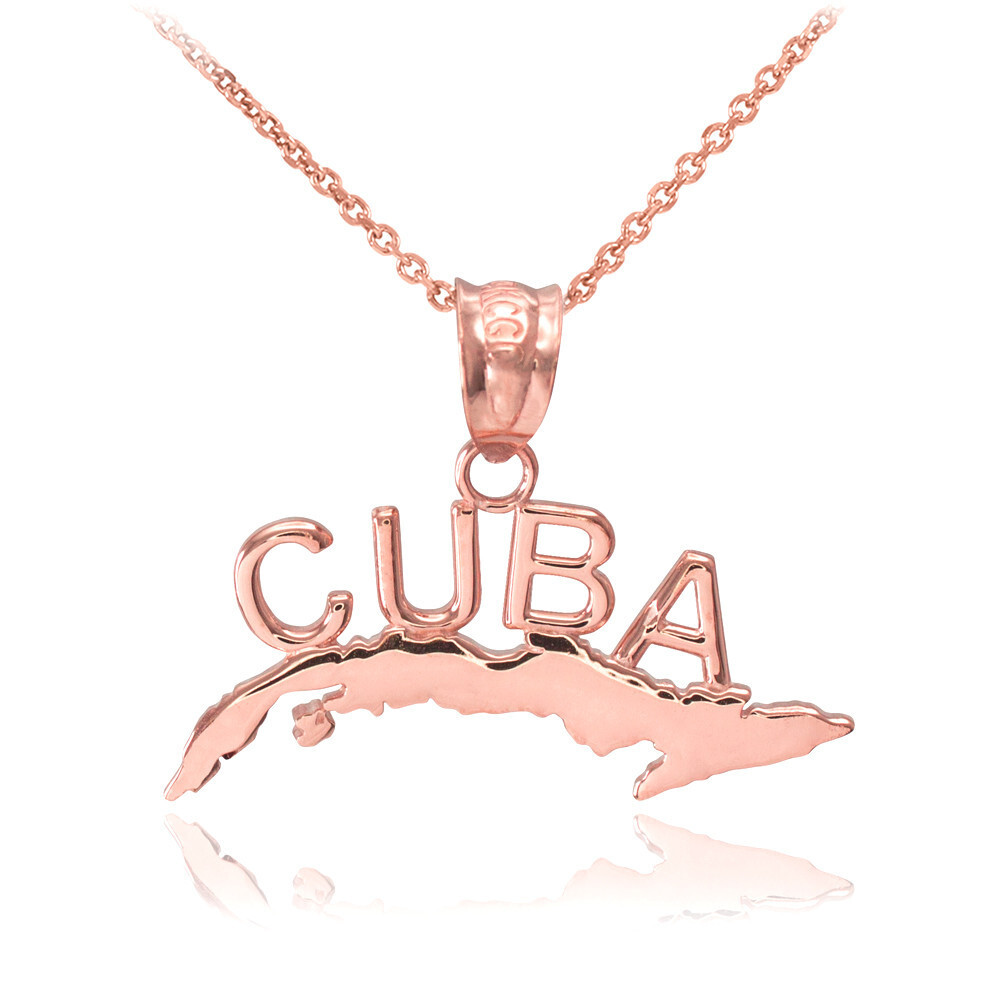 Gold CUBA Pendant Necklace(Available in Yellow/Rose/White Gold)