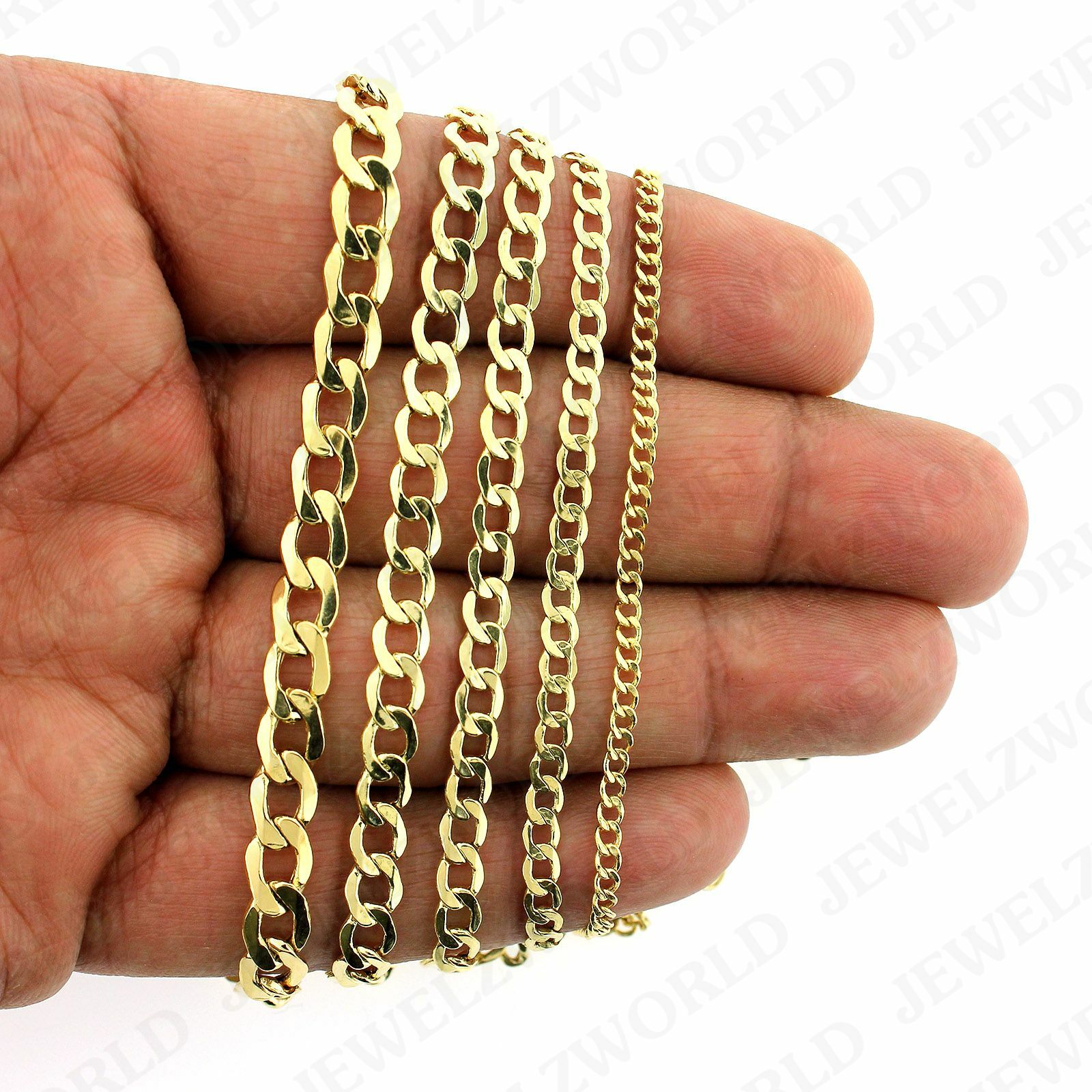 Mens Real 10K Yellow Gold 2mm – 6.5mm Cuban Link Chain Necklace 16″- 30″