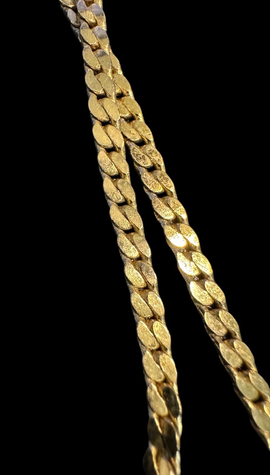 30″ 24k Gold Electroplate Necklace Link Weave Cuban Diamond Cut P9
