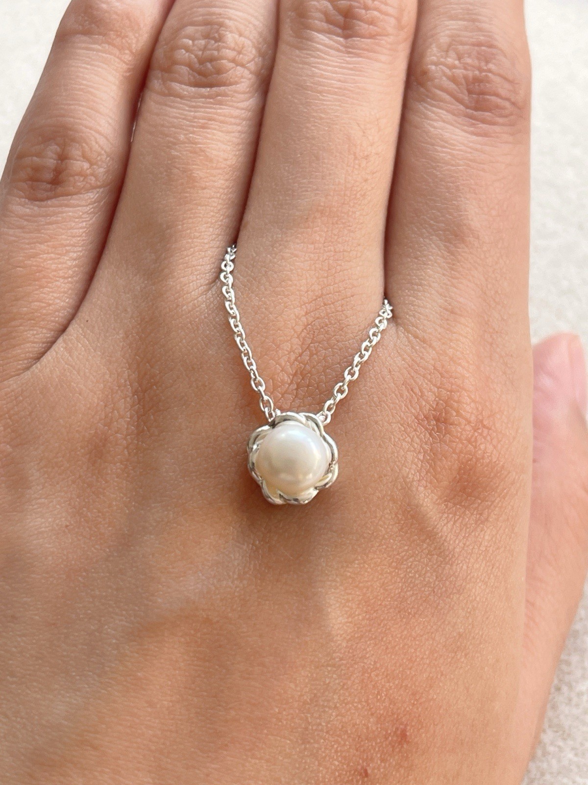 Gemporia Not Enhanced Natural 7mm Pearl Necklace Sterling Silver BNWT COA Summer