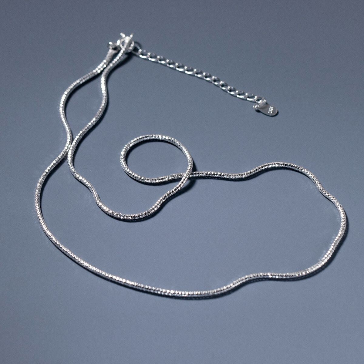 Stunning 1.4mm Woman Real S925 Sterling Silver Sparkling Snake Necklace Chain