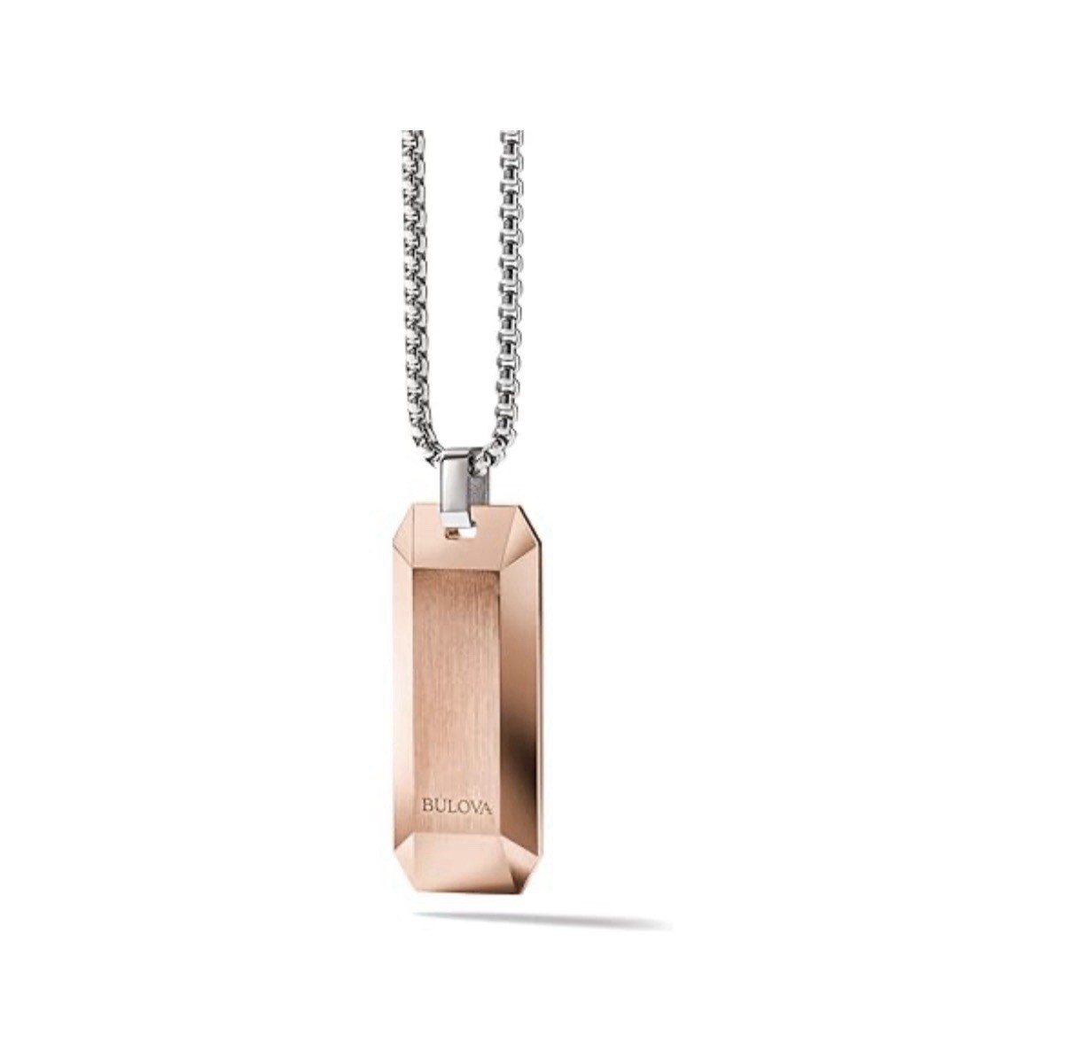 Bulova Men’s Latin Grammy Round Box Link Chain Necklace with Rose Gold