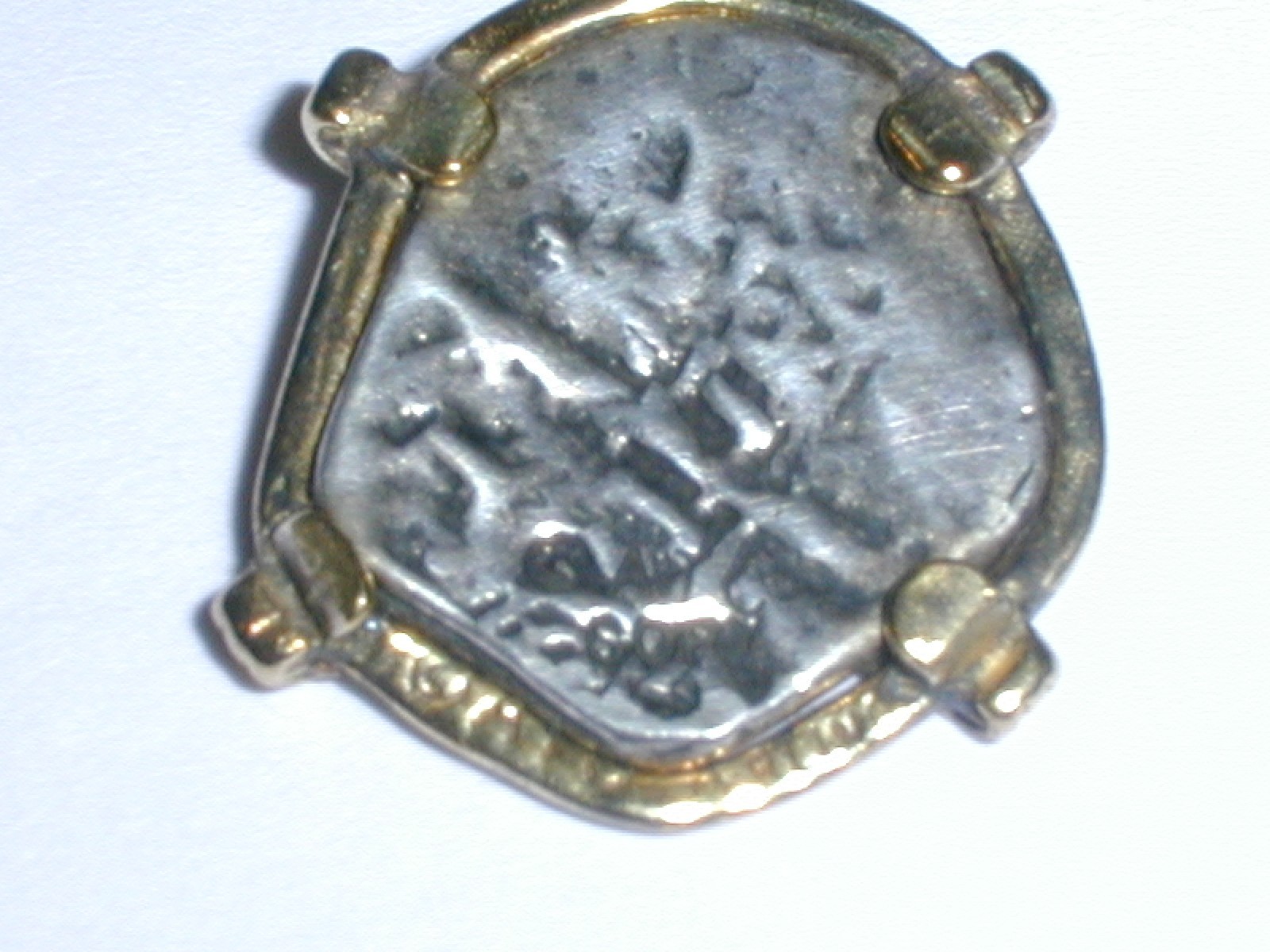 ATOCHA 14K GOLD PLATED STERLING SILVER SUNKEN TREASURE COIN PENDANT!