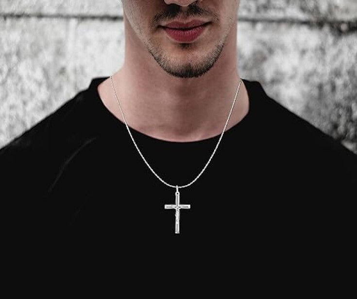 925 Sterling Silver Crucifix Jesus Cross Pendant Rope Chain Necklace 16″-30″
