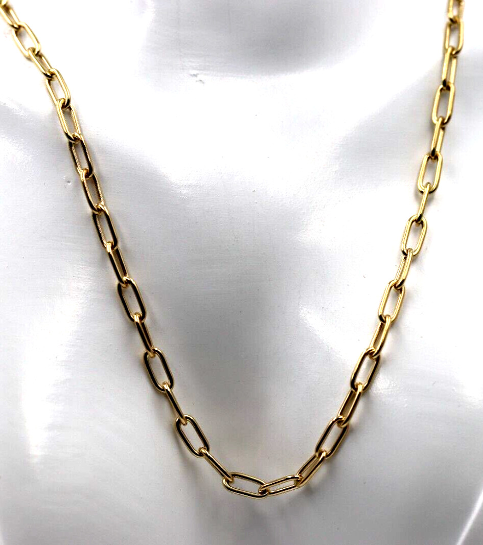 Genuine 9ct 9k Yellow Gold Handmade Paper Clip Paperclip 55cm Necklace