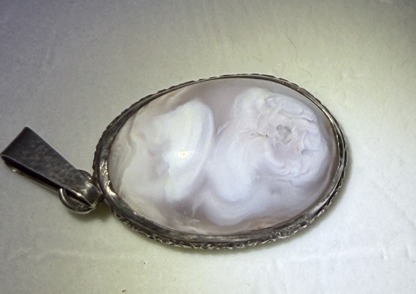 Sterling Silver White Agate Pendant