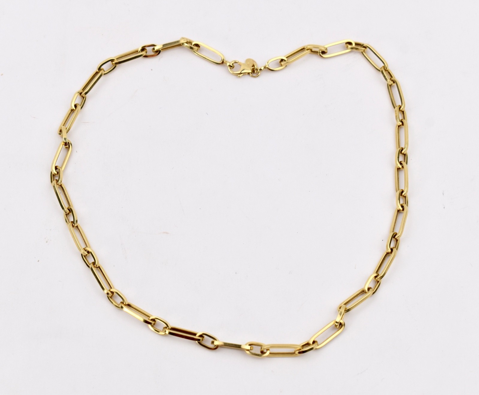 Chunky 14K Gold Italian Designer Long Short Paper Clip Chain 18″ Necklace 8.1g