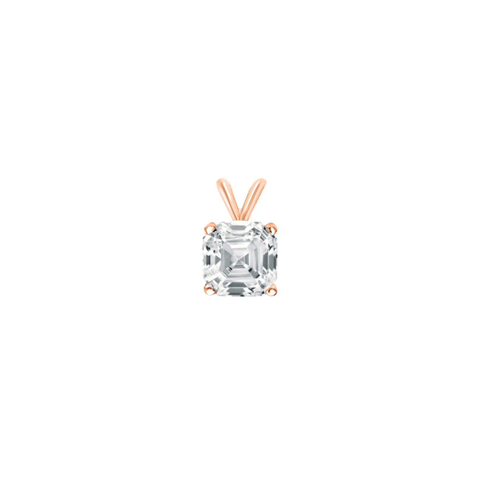 3 Ct Asscher Lab Created Grown Diamond Solid 14K Rose Gold Pendant Necklace 16″
