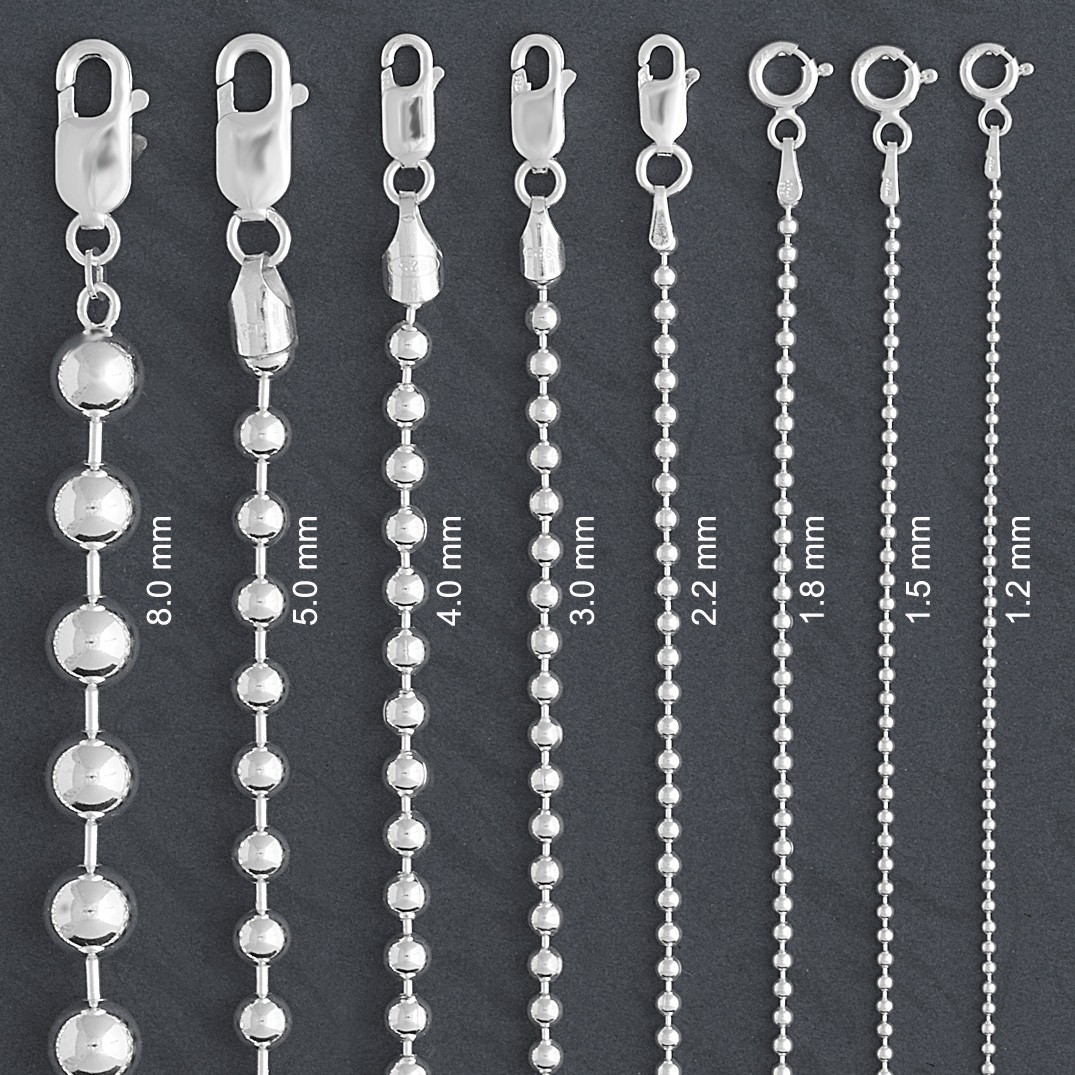 ITALY Sterling Silver BALL Chain Necklace/BALL Bracelet-Bead Necklace-Bead Chain