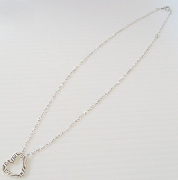 TIFFANY & Co. Silver 925 Menard Open Heart Necklace Pendant L 44cm 17.3in Used