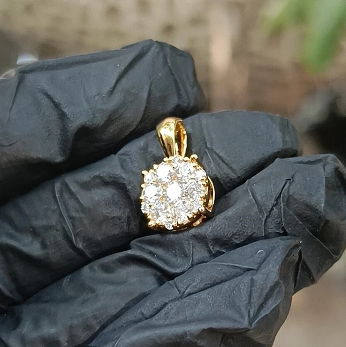 2Ct Round Cut Real Moissanite Cluster Pendant 14K Yellow Gold Plated