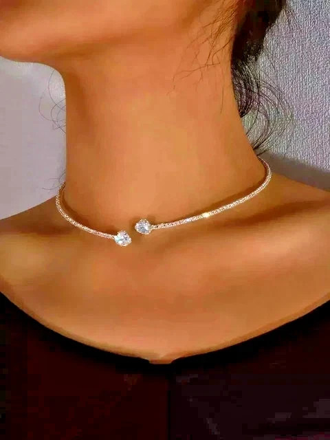 5Ct Heart Cut Lab Created Diamond Choker Necklace 14K White Gold Plated