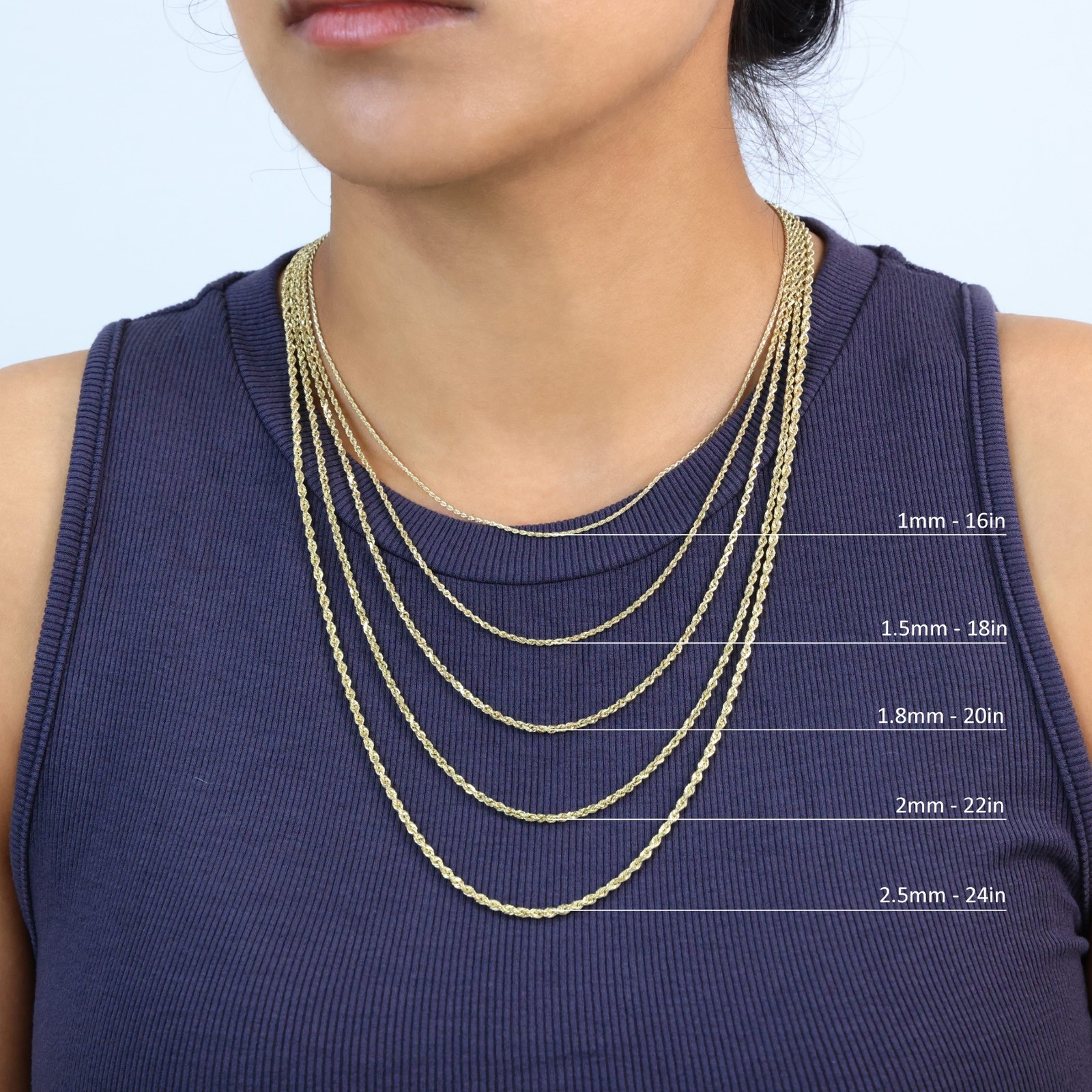 10K Yellow Gold 1.5mm-10mm Diamond Cut Rope Chain Necklace Mens Women 18″- 28″