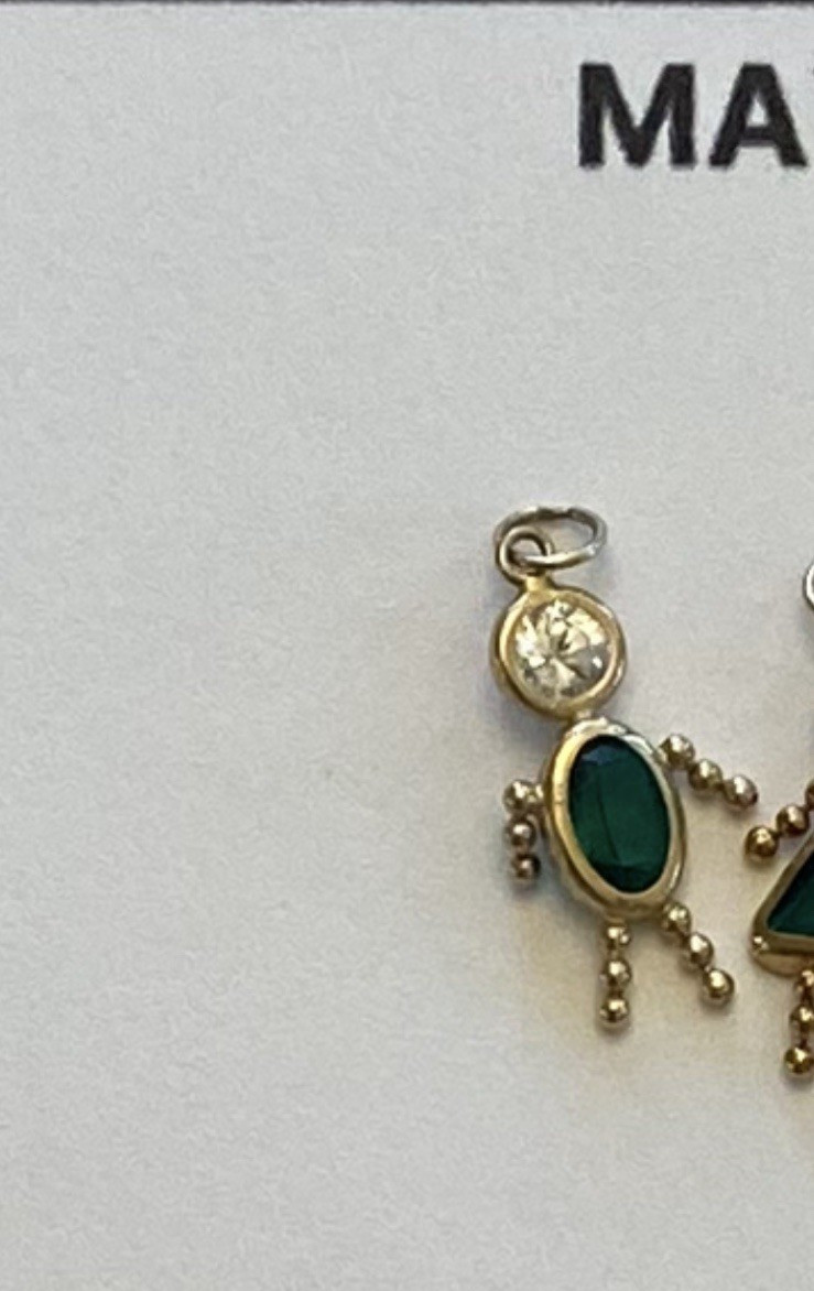 Vintage 14KT Yellow Gold BIRTHSTONE BABY BOY / GIRL Charm PENDANT gemstone MOM