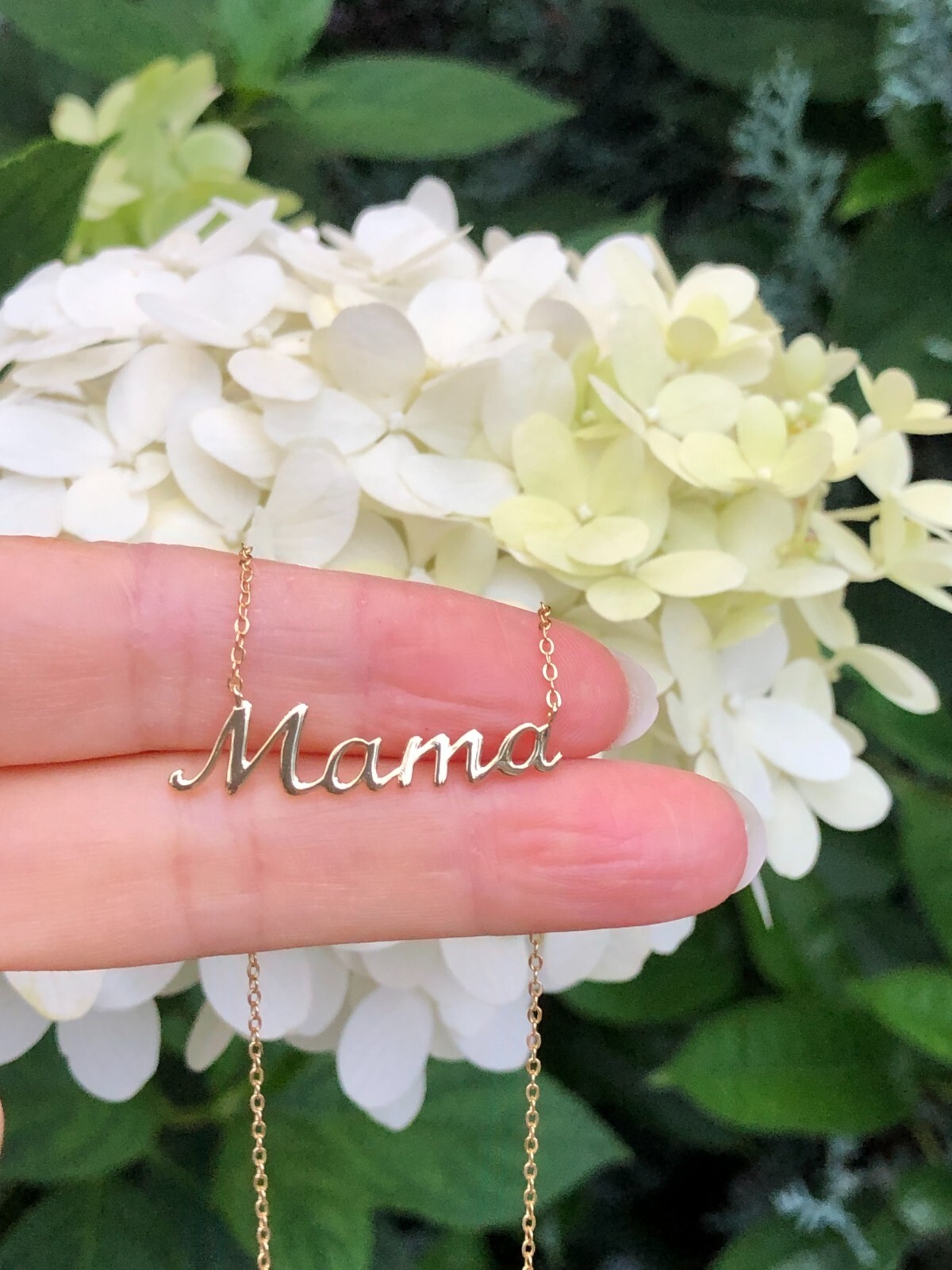 925 Sterling Silver Script Mama Pendant Necklace Gold 31mm(1.22″) 15.25-17.25″