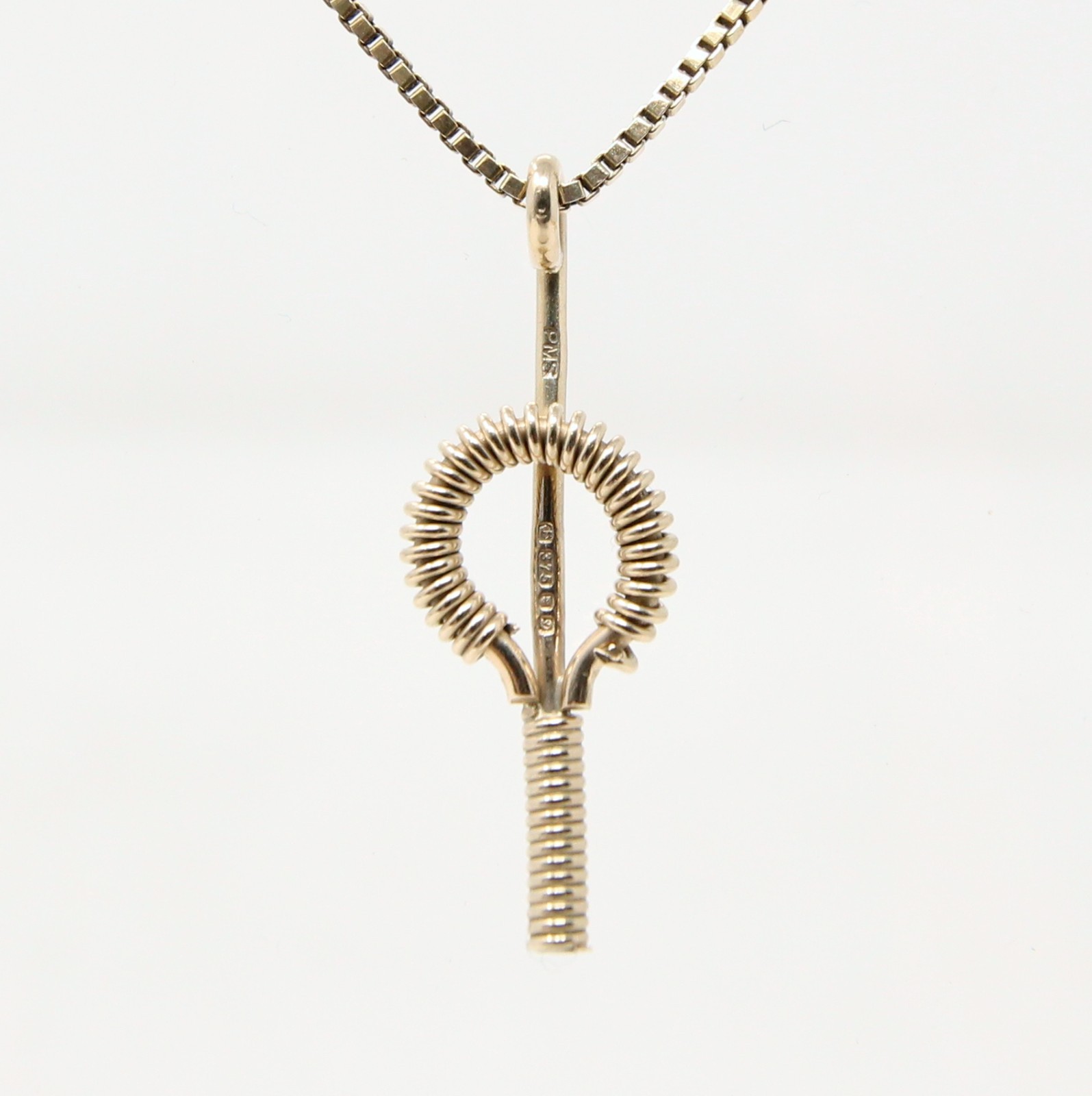 Vintage 1978 English Hallmarked Solid 9ct Gold Modernist Key Pendant