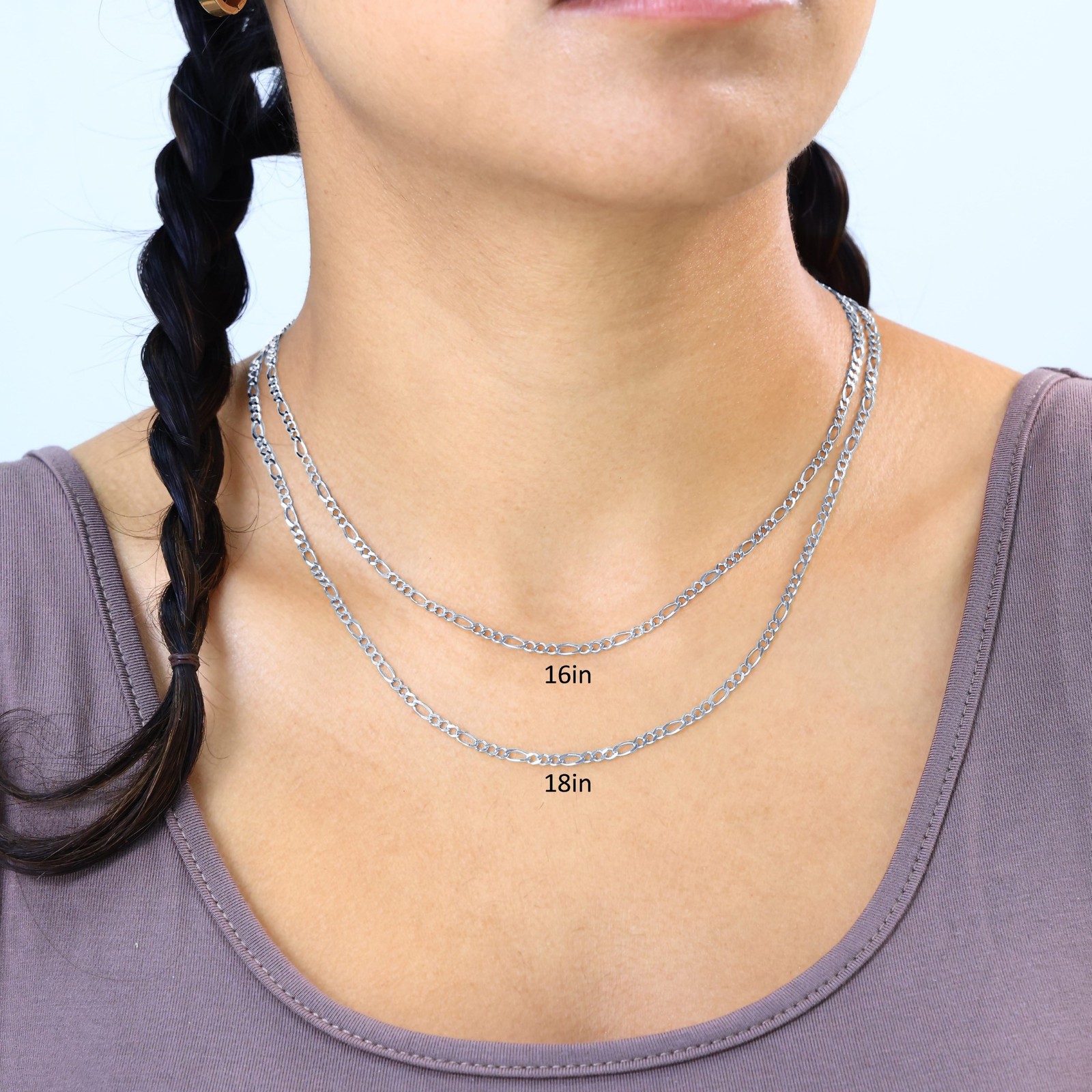 10K White Gold Solid 2.75mm Italian Figaro Link Chain Necklace Mens Womens 20″