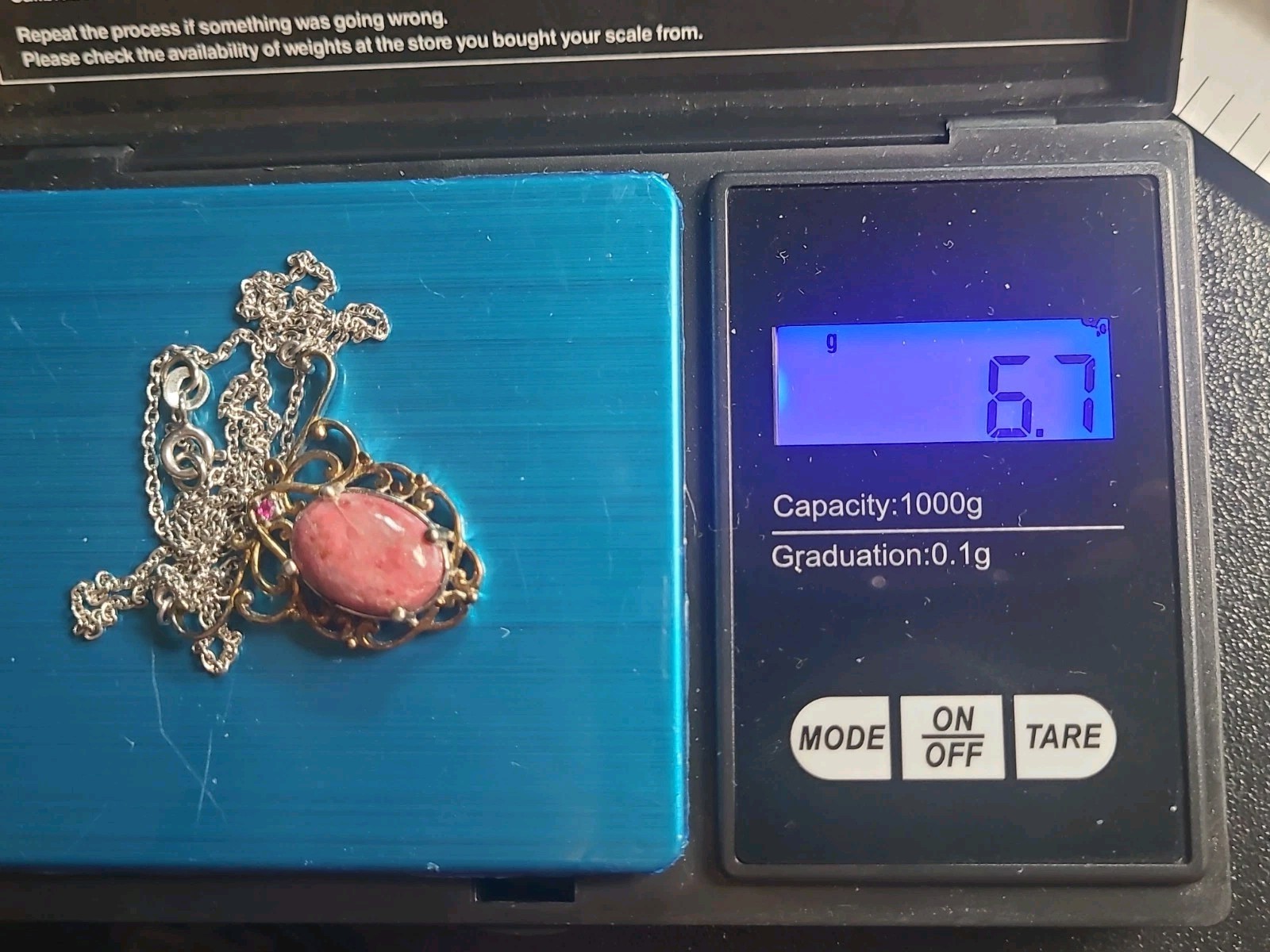STS Pink Rhodochrosite & Unknown Gemstone Necklace 18 Sterling Silver 925