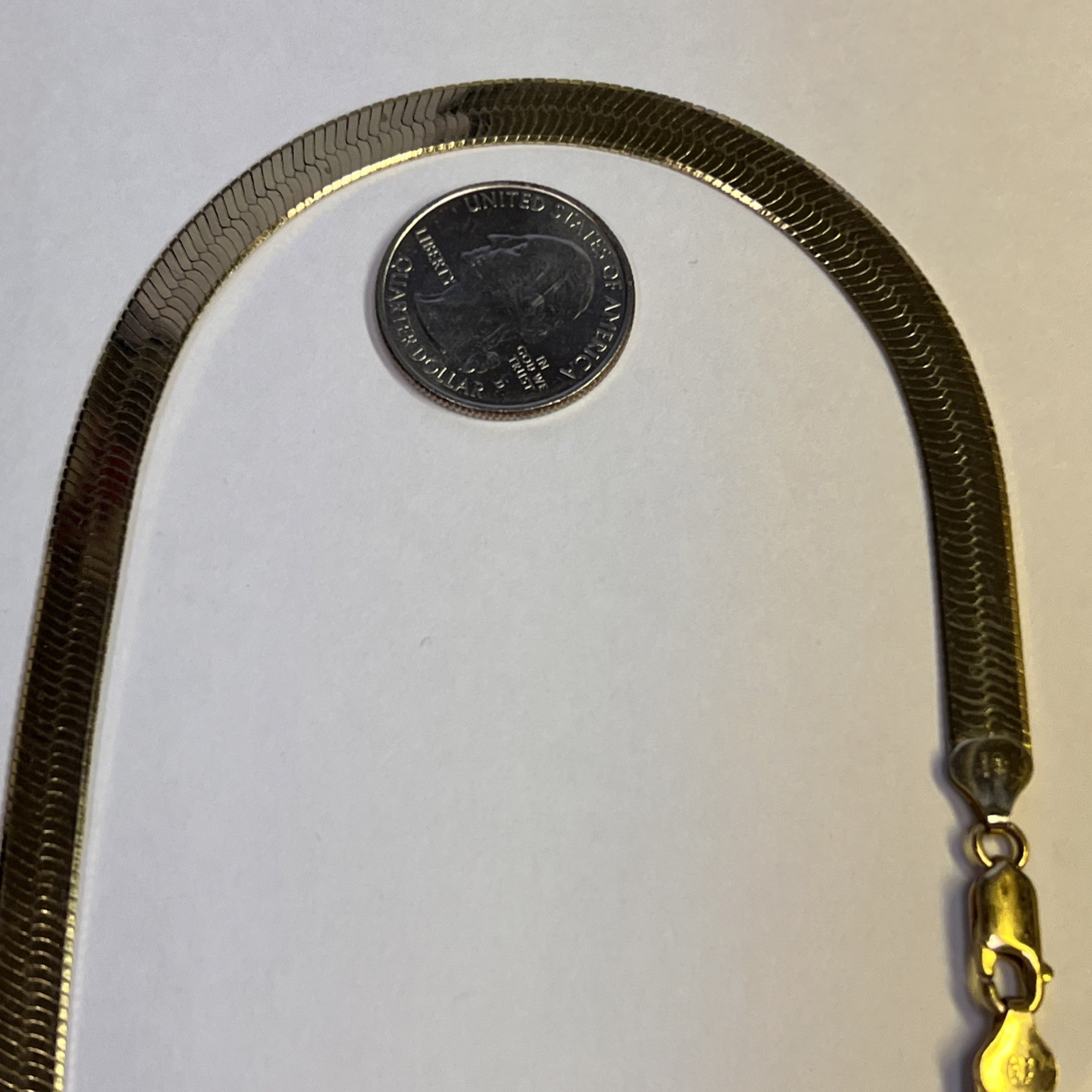 MILOR ITALY 7MM WIDE VTG HERRINGBONE 18″ 23.5GRAM CHAIN NECKLACE GOLD TONE