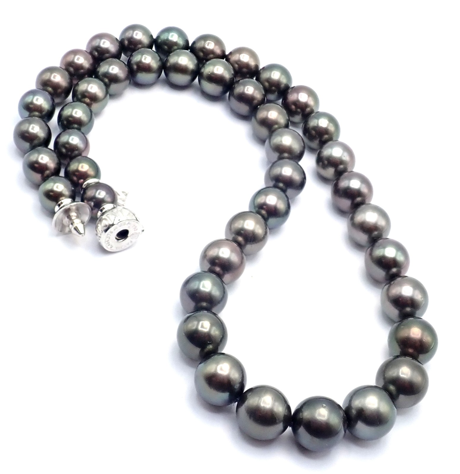Mikimoto 18k White Gold Diamond Large Tahitian South Sea Pearl Strand Necklace