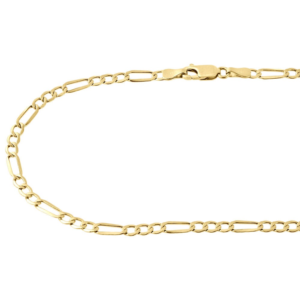 Mens Real 10K Yellow Gold Figaro Chain 4mm Necklace High Polished 16-30 Inches