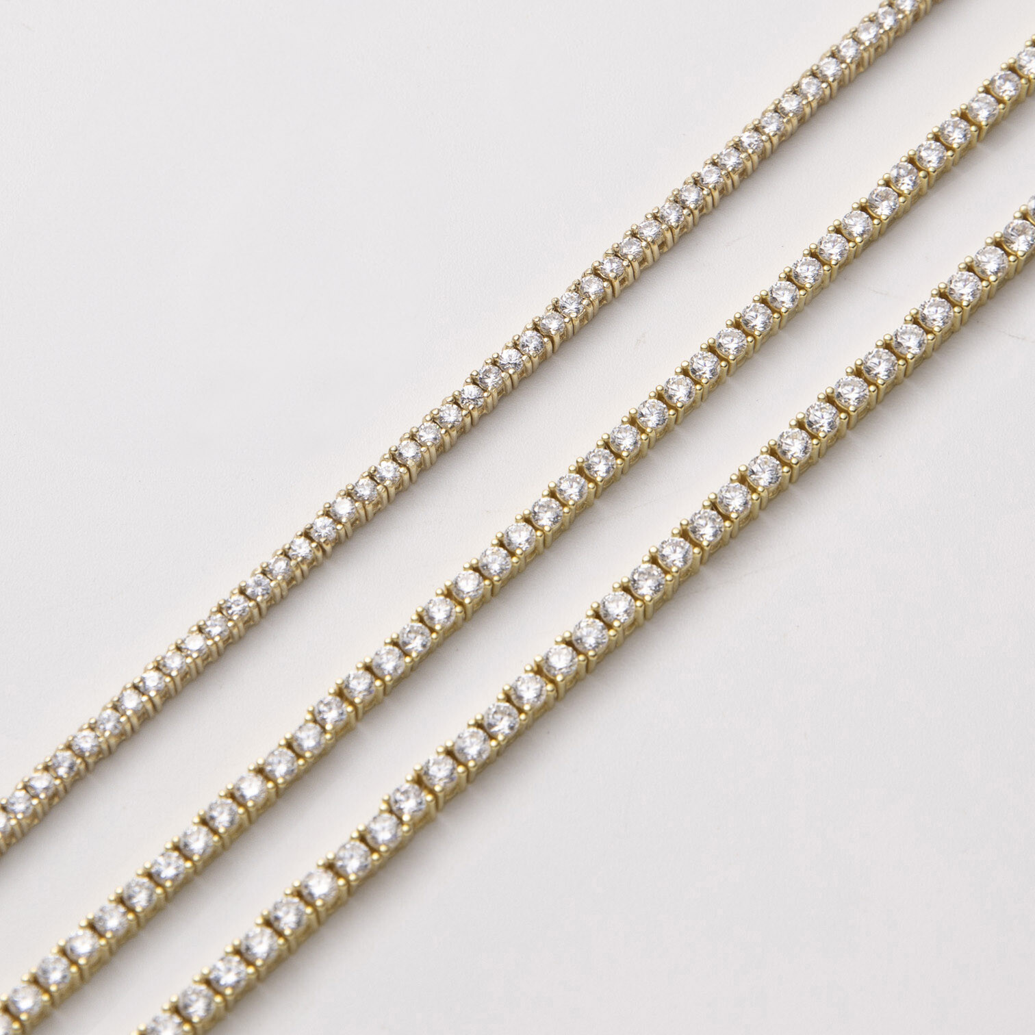 Round-Cut Tennis Chain Necklace 14K Yellow Gold-Plated Silver