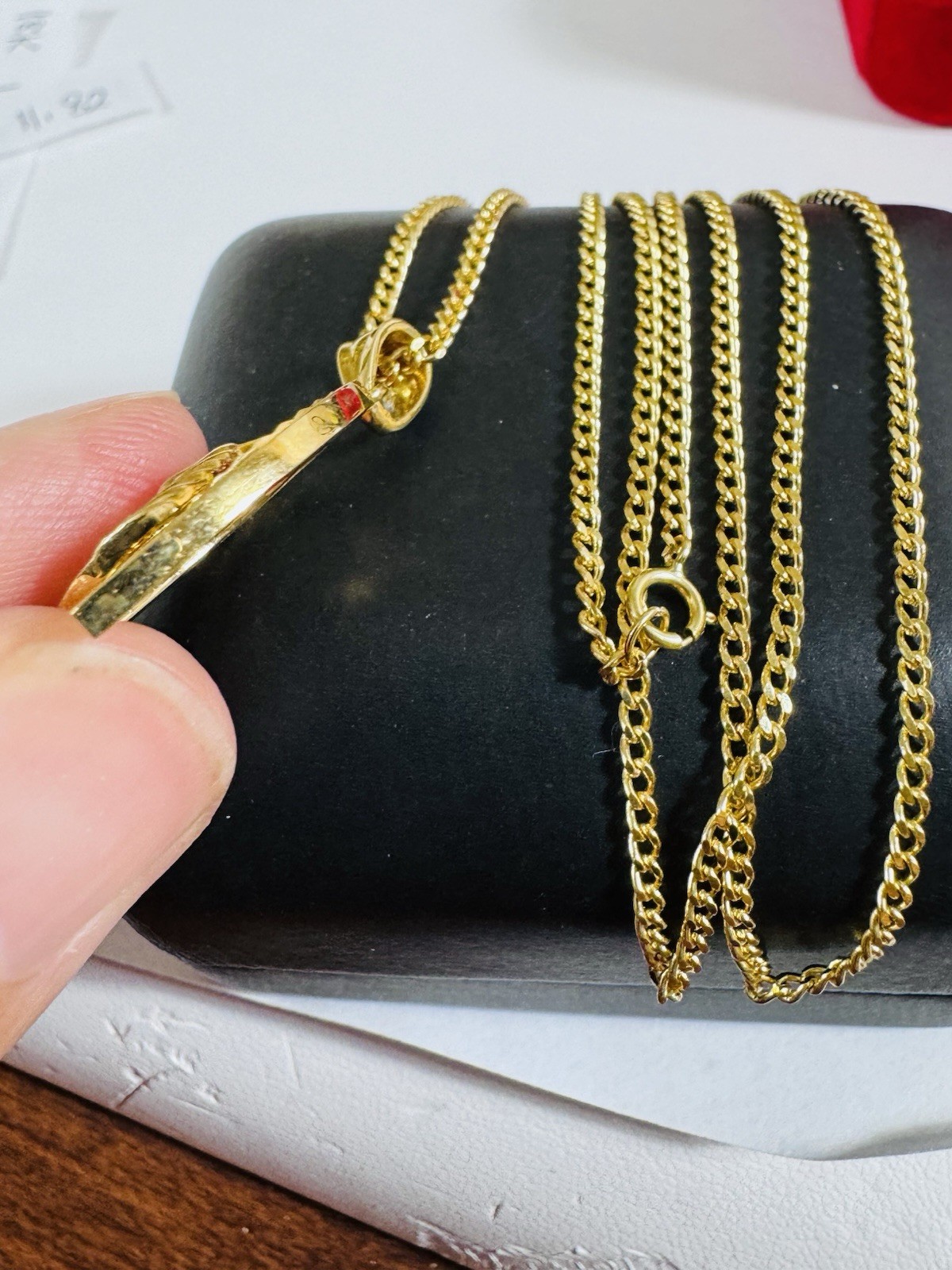 Rare 18K 750 Fine Genuine Gold Horseshoe Set Necklace 24”/23.5” Long 9.83g 2.2mm