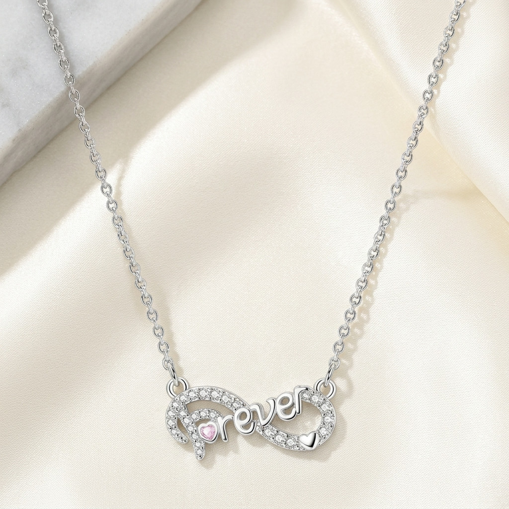 1/4 CT Moissanite and Lab Grown Pink Diamond Necklace in 925 Sterling Silver