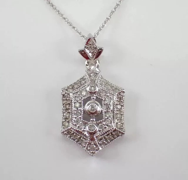 1Ct Round Cut Real Moissanite Cluster Drop Women’s Pendant 14K White Gold Plated