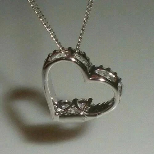 2.15Ct Round Cut White Moissanite Women’s Fancy Pendant 14K White Gold Plated