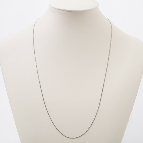 Pt850 Solid Platinum 4.3g 1.2mm 2-Sided Curb Link Chain Necklace 23.5″ MIJapan