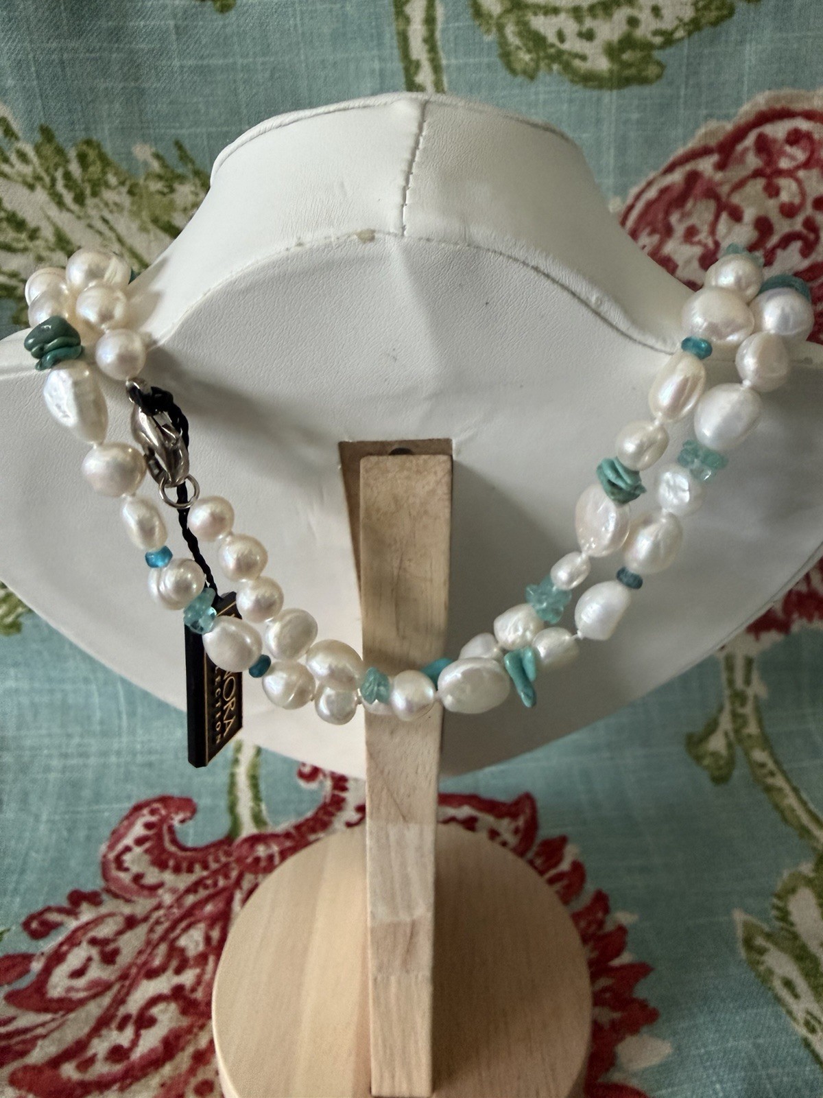 Honora Collection Freshwater Pearl Turquoise Topaz Necklace