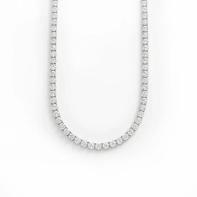 10CT Round Cut Moissanite Diamond Women’s Tennis Necklace 18″ 925 Silver