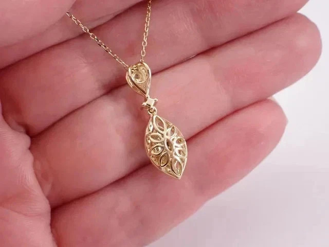Real Moissanite 3Ct Round Cut Cluster Teardrop Pendant 14K Two Tone Gold Plated