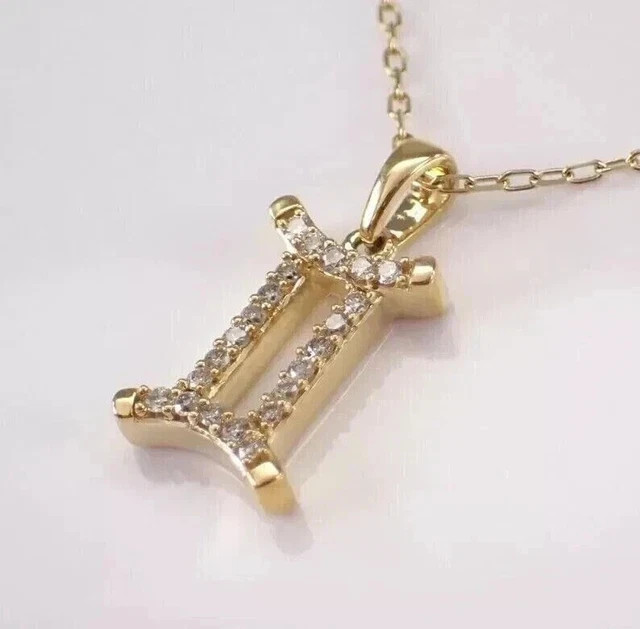 1.20 Ct Round Cut Real Moissanite Fancy Pendant Necklace 14k Yellow Gold Plated