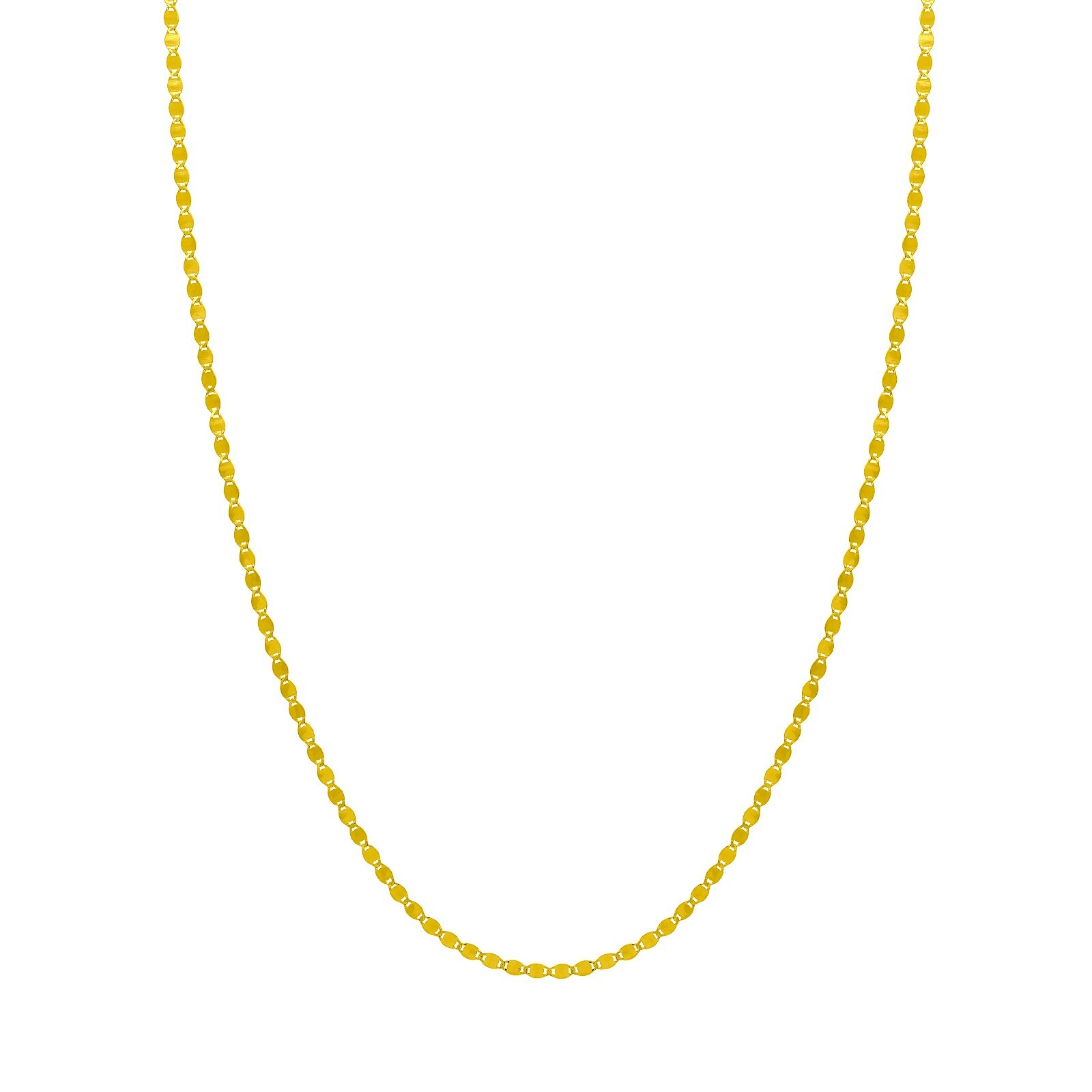 2.7mm Polished Oval Mirror Chain Necklace Real 14K Yellow Gold