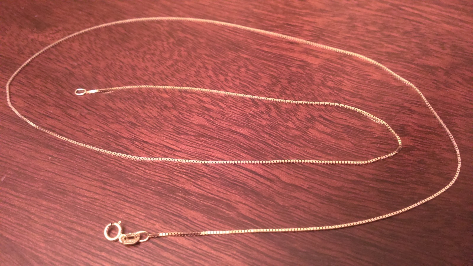 10K YELLOW GOLD 0.7 mm THIN BOX LINK NECKLACE PENDANT CHAIN 16″ LENGTH