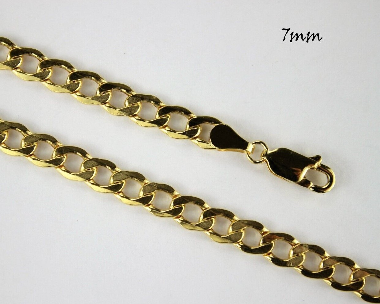 10K Yellow Gold 2.5mm-7mm Curb Cuban Chain Link Necklace Bracelet 7″ -30″ Hollow