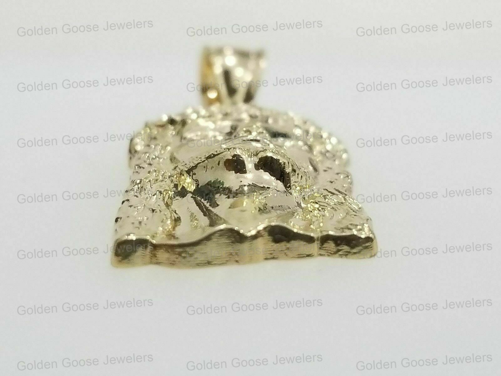 10K Yellow Gold Religious Jesus Face Pendant Charm 10K Figaro Chain 16″ – 24″