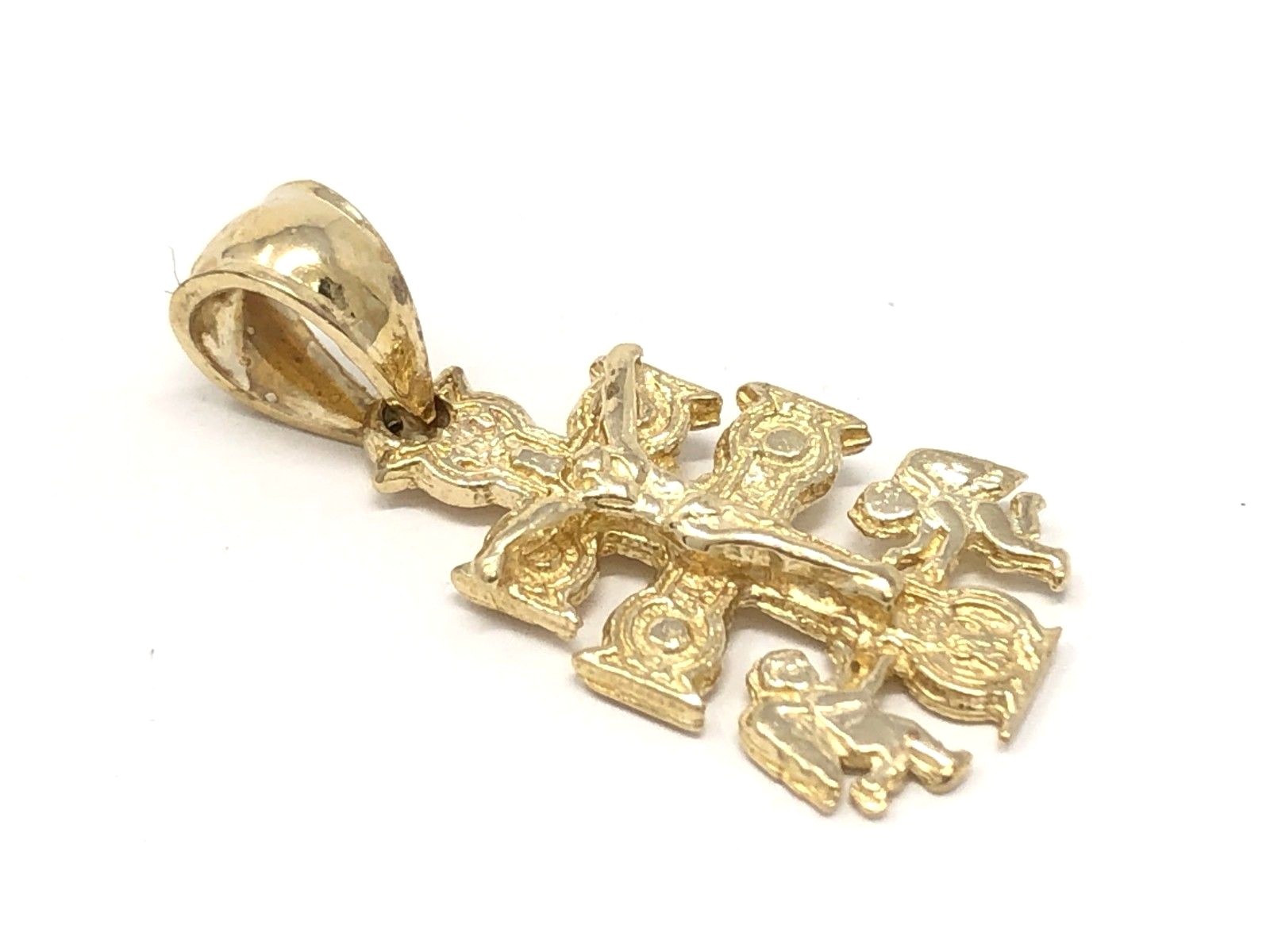 10k Yellow Gold Angels Caravaca Crucifix Cross Charm Pendant 1 gram