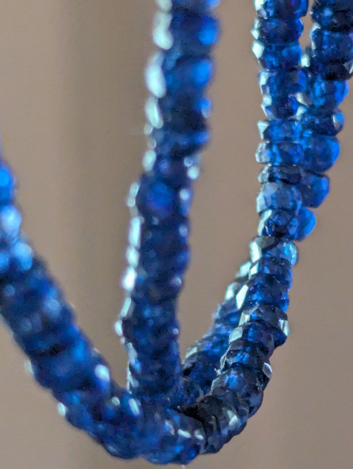 natural blue Sapphire rondelle Bead Necklace 14.15 In 2 x 4mm