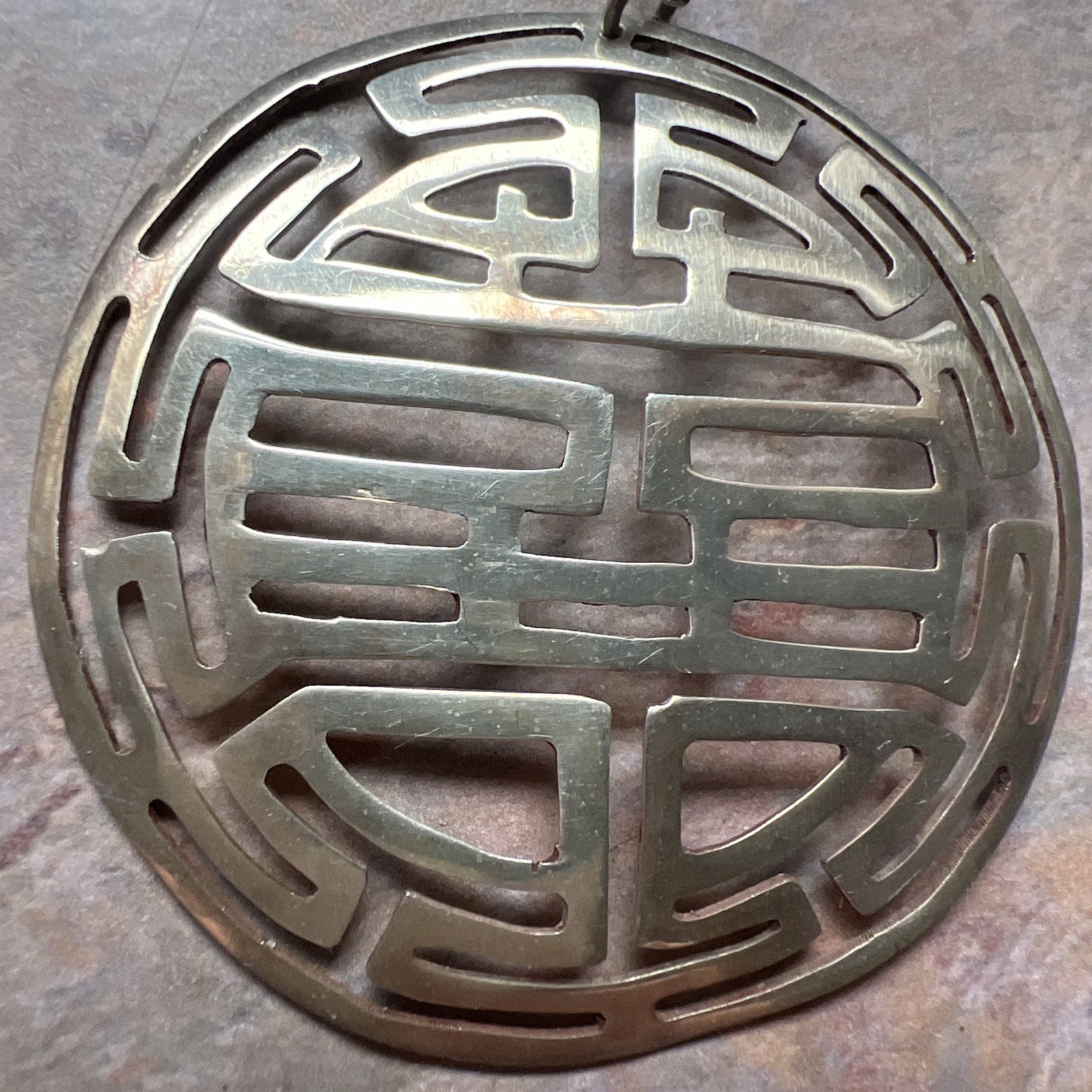 Korea Sterling Silver Symbol Medallion Pendant With Chain