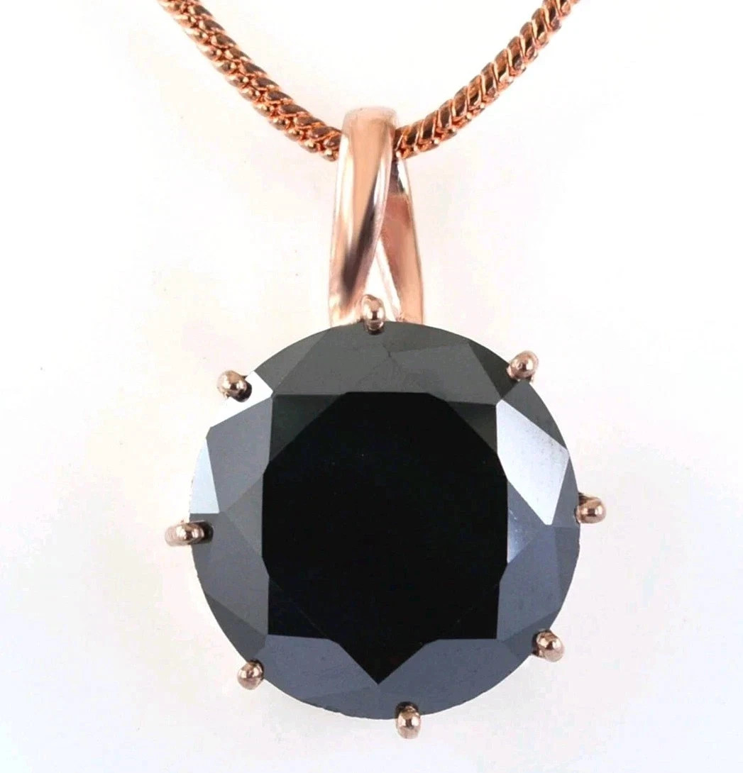 Minimalist 12 Ct Black Diamond Pendant Rose Gold Plated AAA Certified Ideal Gift