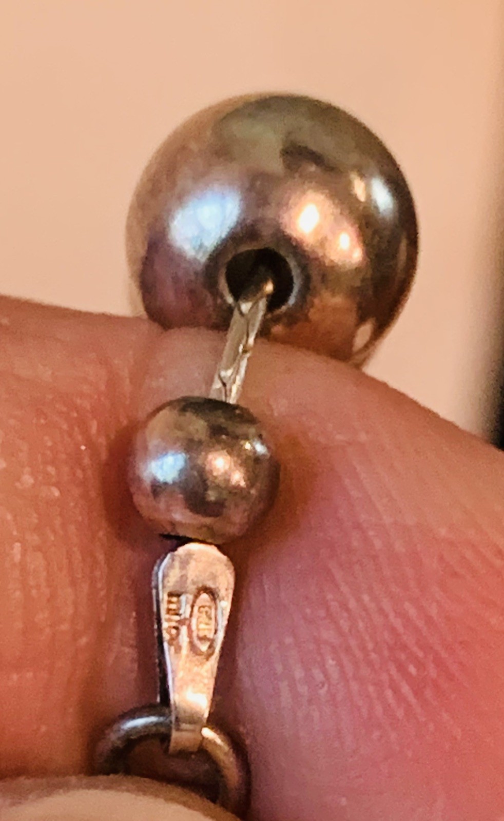 Milor Italy Sterling Silver 925 Beaded Ball Necklace 18-20”