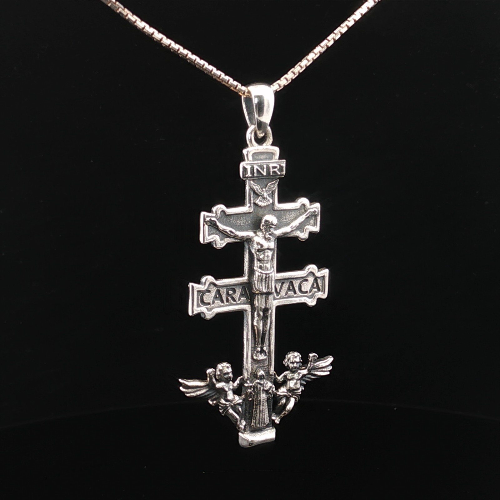 925 Sterling Silver Devotional Caravaca Crucifix Necklace