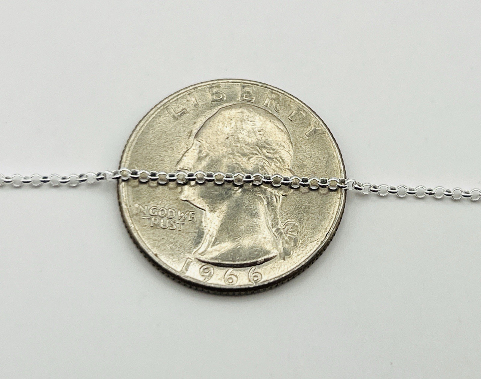 Sterling Silver 1.5mm Rolo Link Chain Necklace 16 Inches